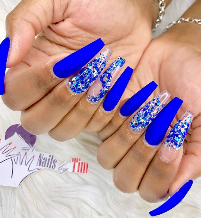 coffin light blue acrylic nails