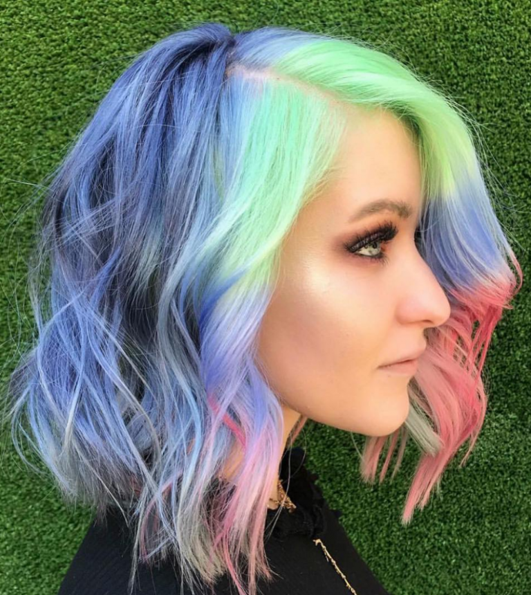 42 Chic Blue Highlights Hair Color And Hairstyle Ideas For Short & Long