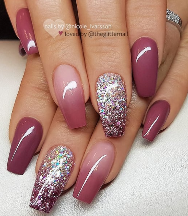 50 Pretty French Pink Ombre And Glitter On Long Acrylic Coffin Nails Design Page 2 Of 53 