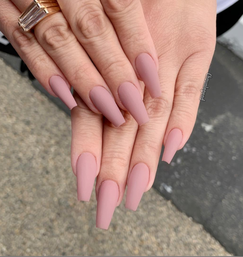 30 Natural Matte Coffin Nails Design With Different Colors For Spring & Summer