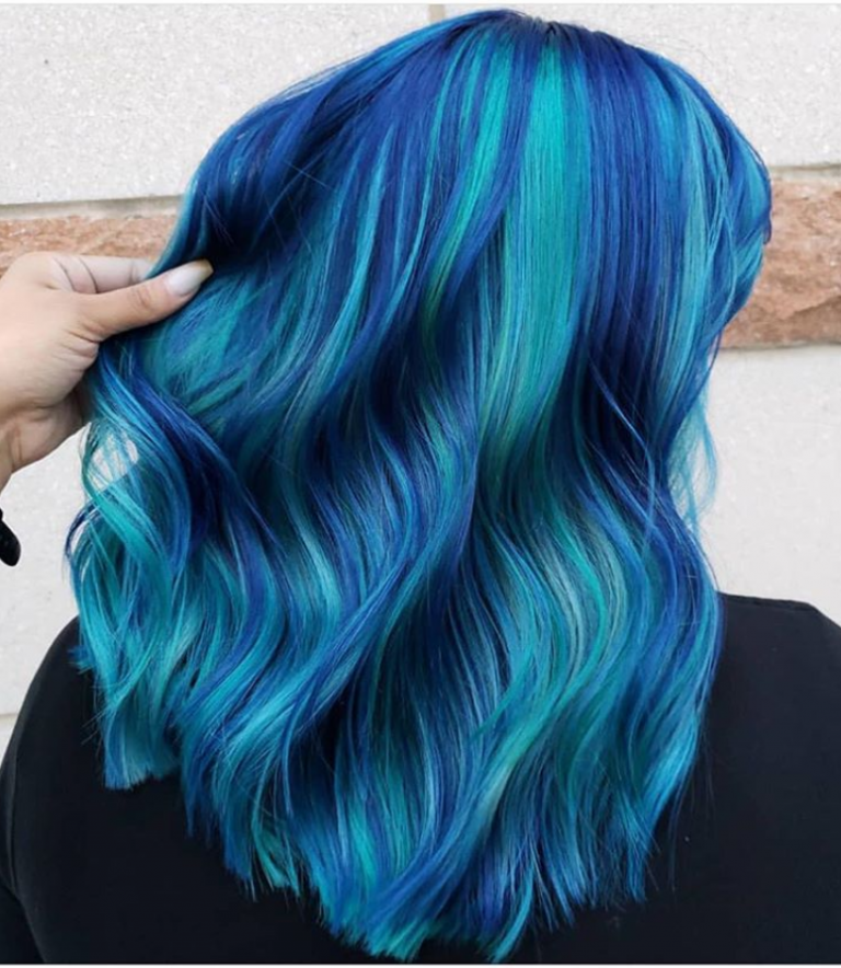 42 Chic Blue Highlights Hair Color And Hairstyle Ideas For Short & Long ...