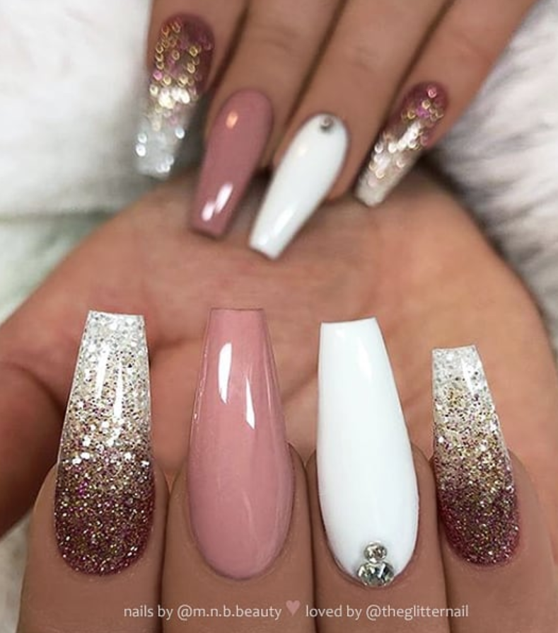 30+ Pretty Nail Designs with Diamonds to be Trendy In 2019 