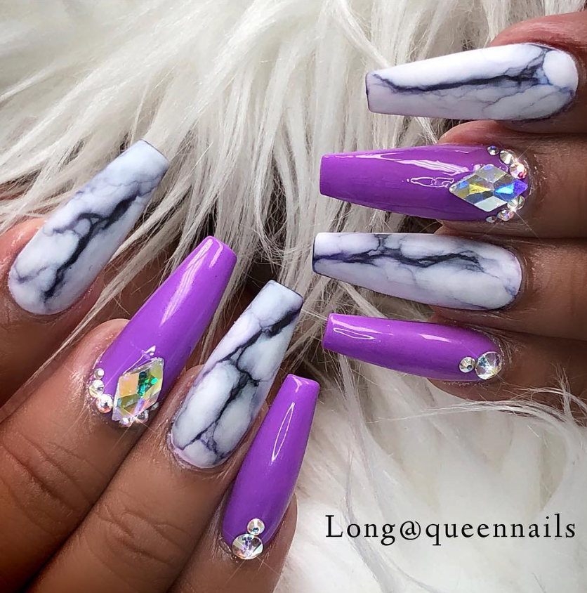 50 Gogerous Matte Water Marbel Nails Design On Coffin Nails & Stiletto Nails