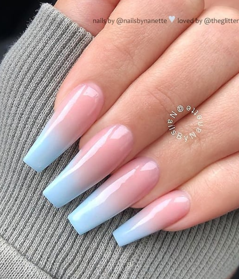 Nails Ombre Coffin Pink Nailstip