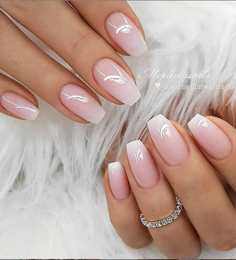 50 Pretty French Pink Ombre And Glitter On Long Acrylic Coffin Nails Design
