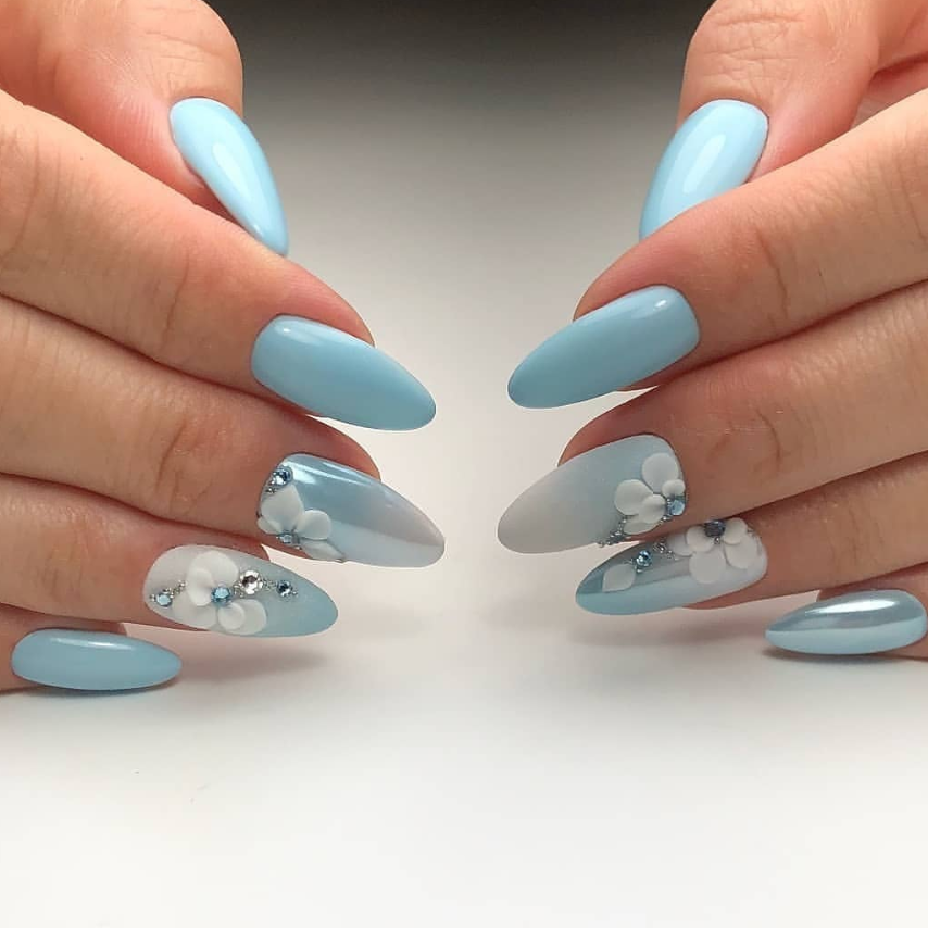 nail designs to do on long light blue acrylic nails