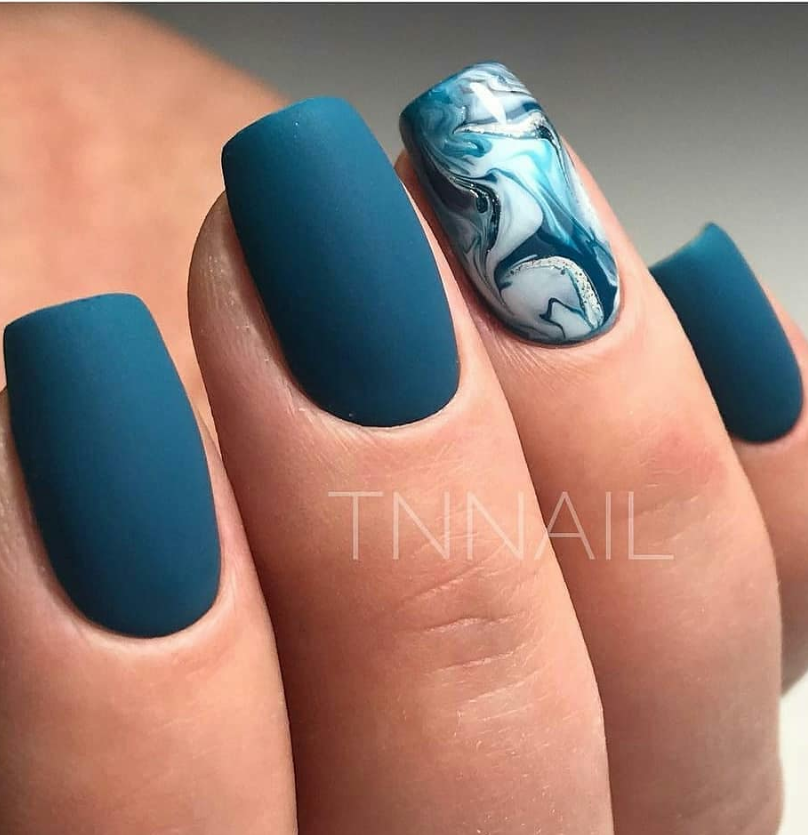 matte light blue nail designs