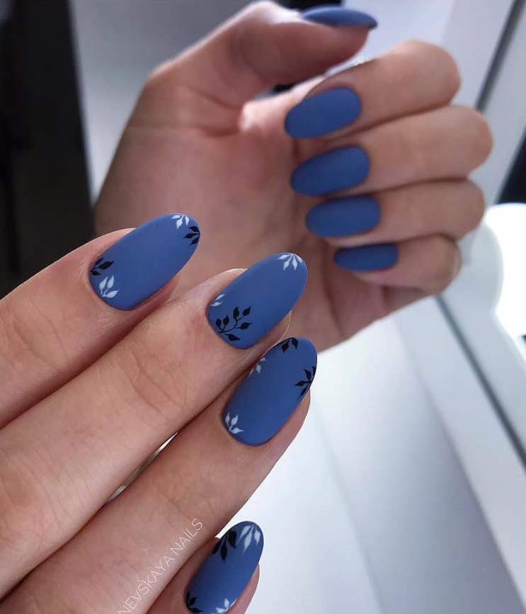 light blue acrylic nails short almond