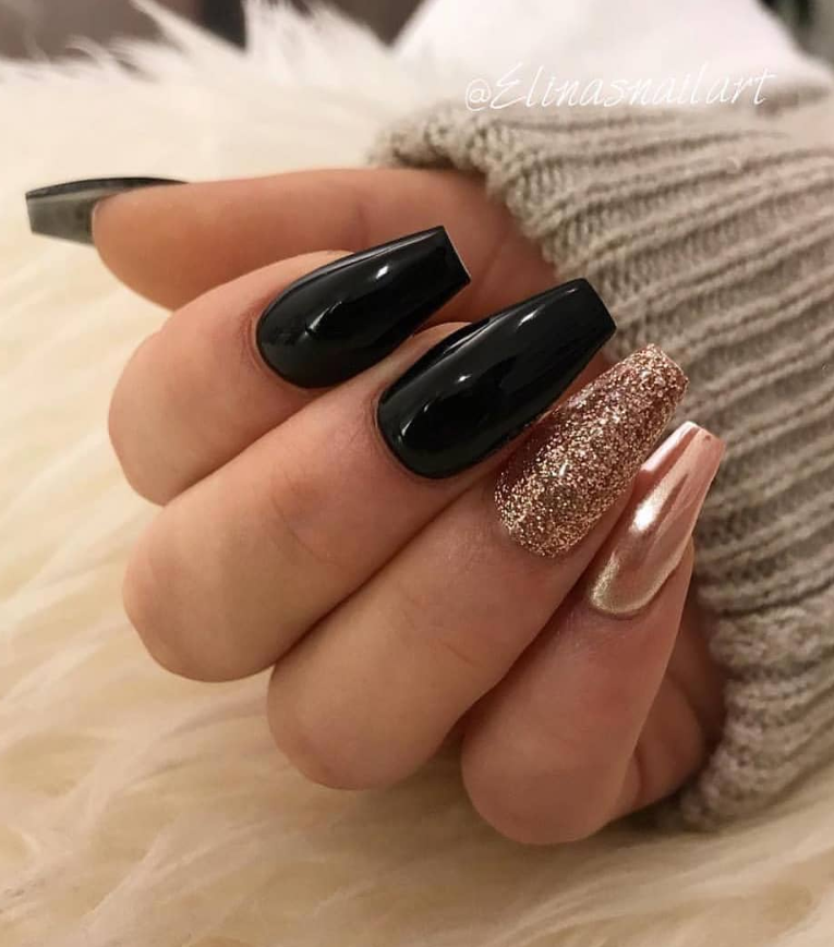 80+ Matte Black Coffin & Almond Nails Design Ideas To Try - Page 54 of