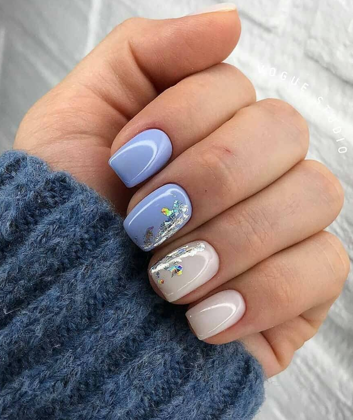 light blue acrylic nails short almond