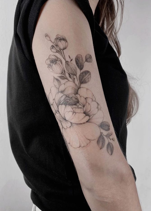 43 Beautiful Penoy Flower Tattoo Design Ideas For Fashion Woman