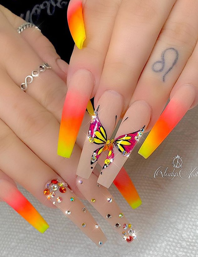 32 Stylish Acrylic Long Nails Design For Fall Nails-Coffin & Stiletto ...