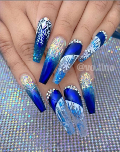 51 Fantastic Christmas Coffin Nails Design With Snowflakes - Fashionsum