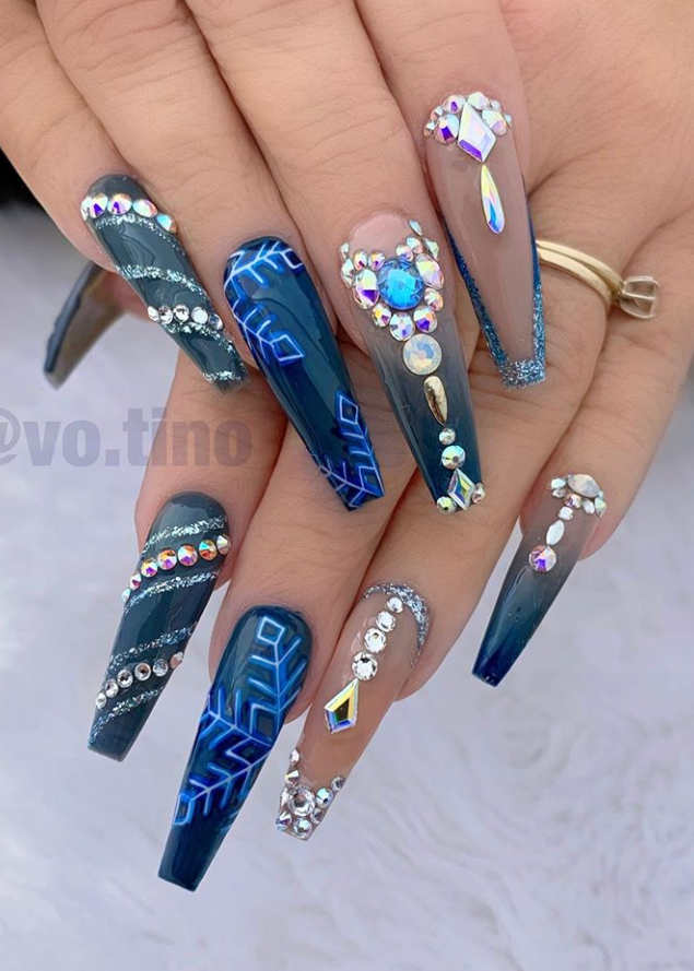 20 Elegant Acrylic Blue Nails Design For Coffin and Stiletto Nails ...