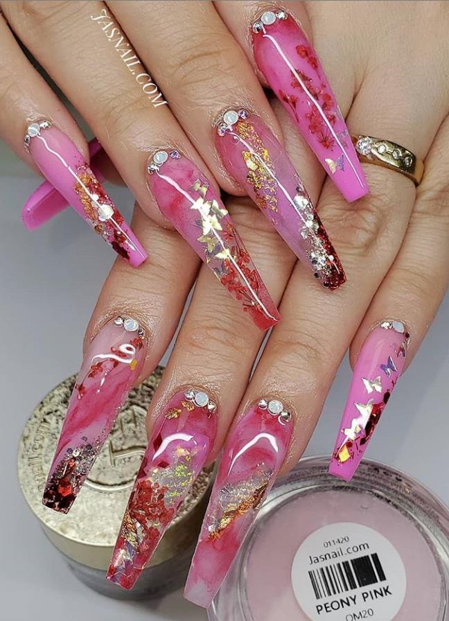 24 Hot Acrylic Pink Coffin Nails Design For Valentines Nails Fashionsum 