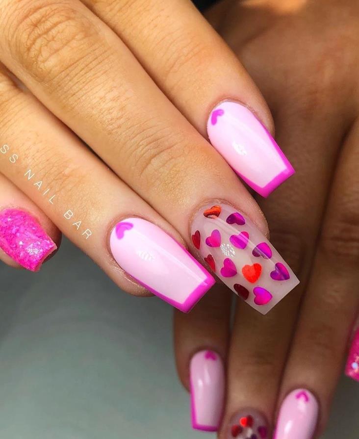 light pink valentines nails