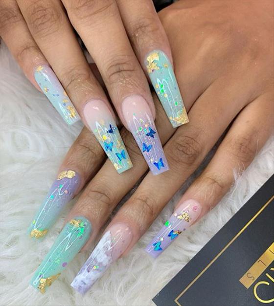 50 "High Beauty" Healing Acrylic Blue Coffin Nails For Summer - Latest