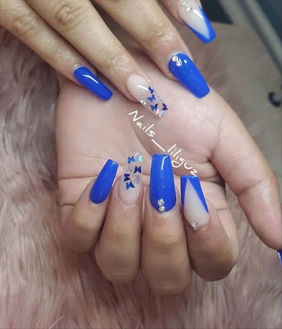 50 "High Beauty" Healing Acrylic Blue Coffin Nails For Summer - Fashionsum