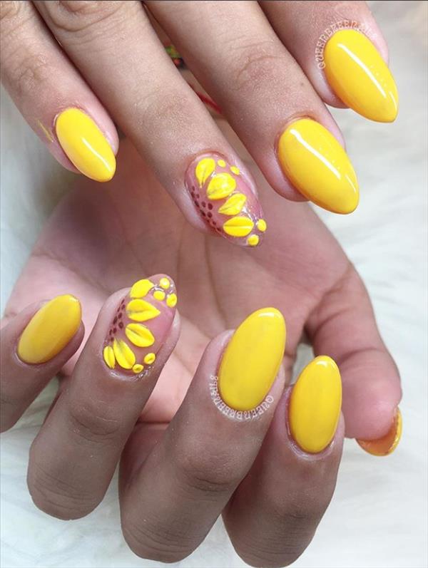 57 Chic Acrylic Yellow Nails Art For Spring Nails Design - Fashionsum