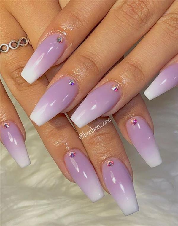 20 Lavender Coffin Nails Design For Acrylic Nails 2020 - Latest Fashion