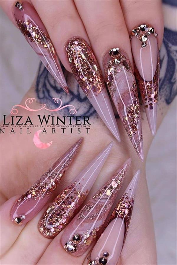 25 Beautiful Acrylic Stiletto Nails Design Ideas 2020 - Fashionsum