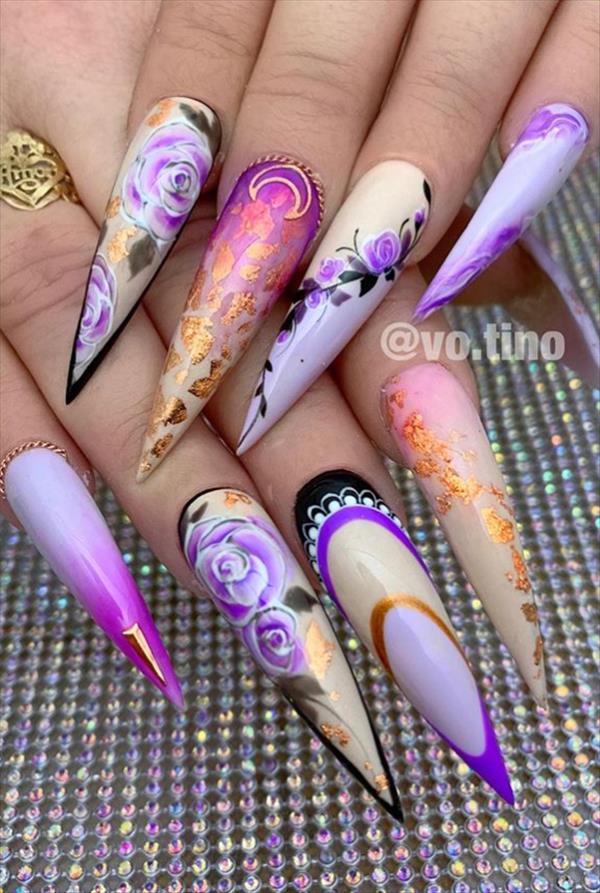 25 Beautiful Acrylic Stiletto Nails Design Ideas 2020 - Fashionsum