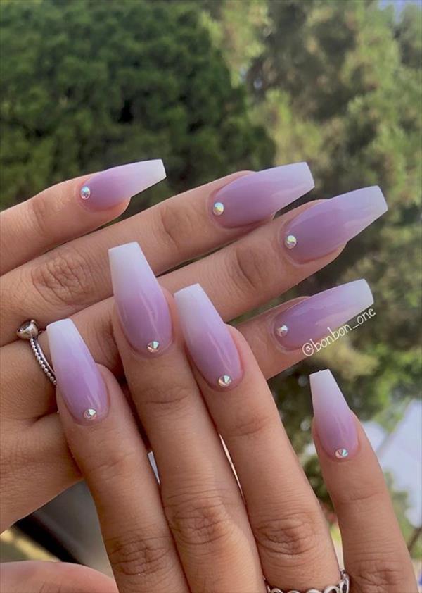 20 Lavender Coffin Nails Design For Acrylic Nails 2020 - Latest Fashion