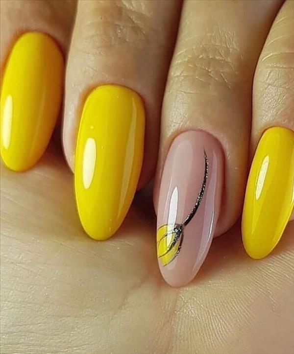 28 Beautiful flower nails design for yellow short nails ideas Fashionsum