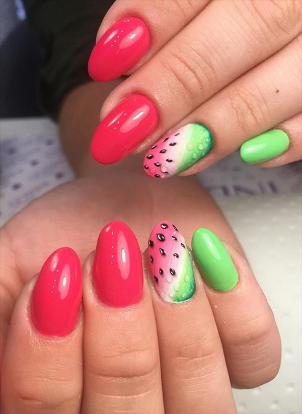 20 Cute short friut nails to cool your summer days! - Fashionsum