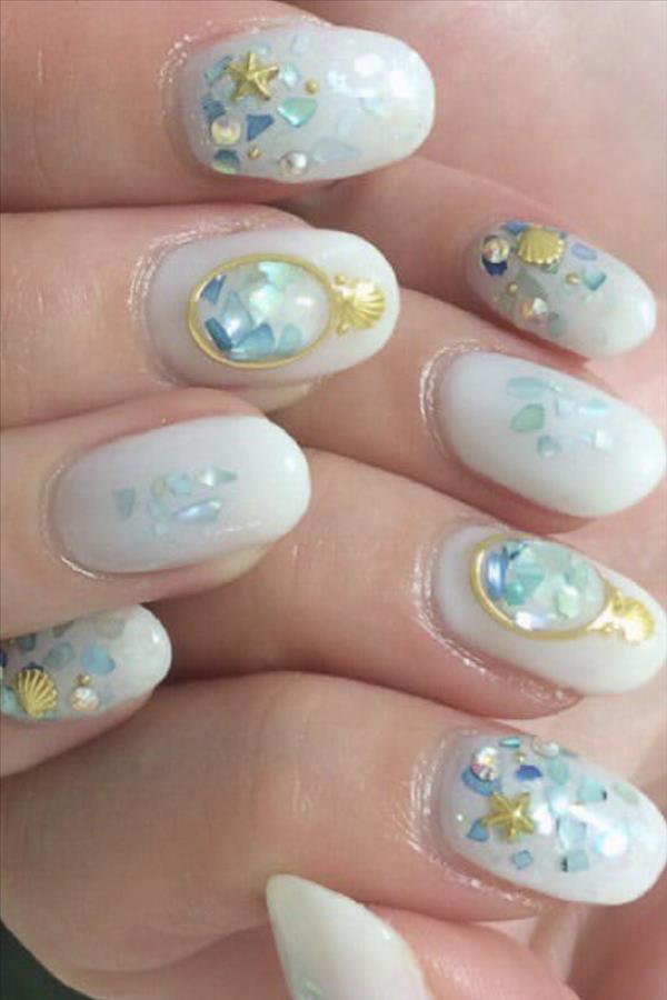 Super simple and endure to look the shell nails and manicure design ...
