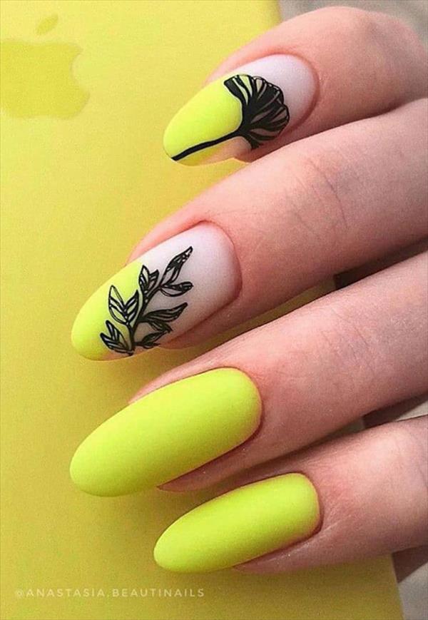 Nails fashion | Bright yellow nails color ideas for short summer nails ...