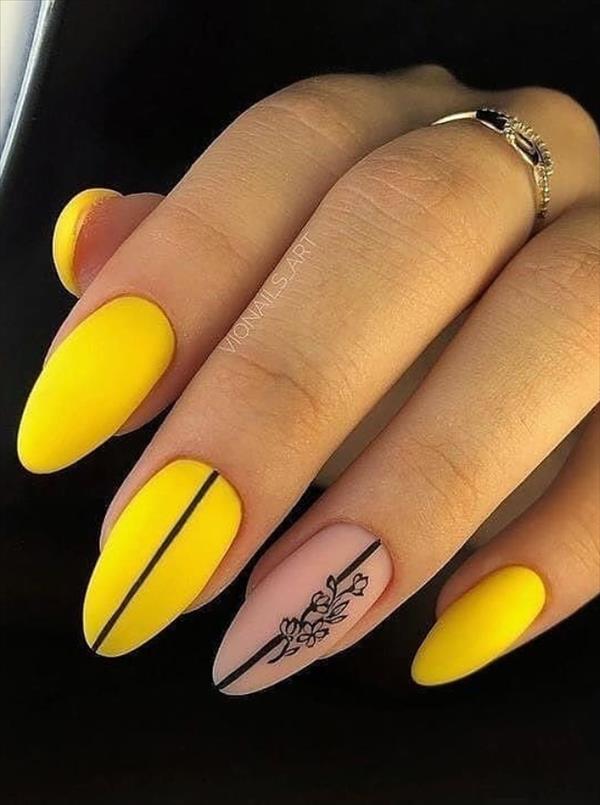 Nails fashion | Bright yellow nails color ideas for short summer nails ...