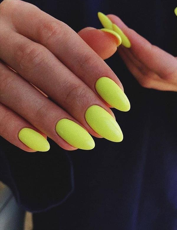 Nails fashion | Bright yellow nails color ideas for short summer nails ...