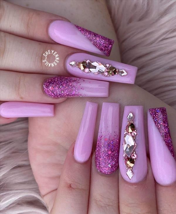 Pink nails | Lovely pink coffin nails full of girlish heart, learn ...