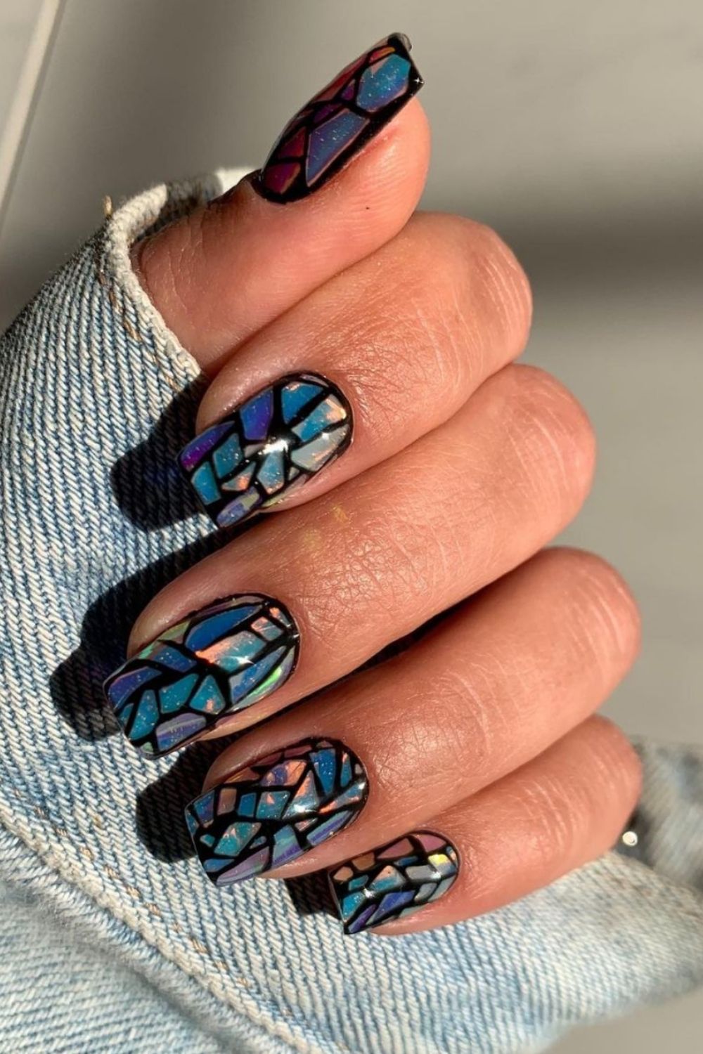 Glitter short square nails for winter nail ideas 2021