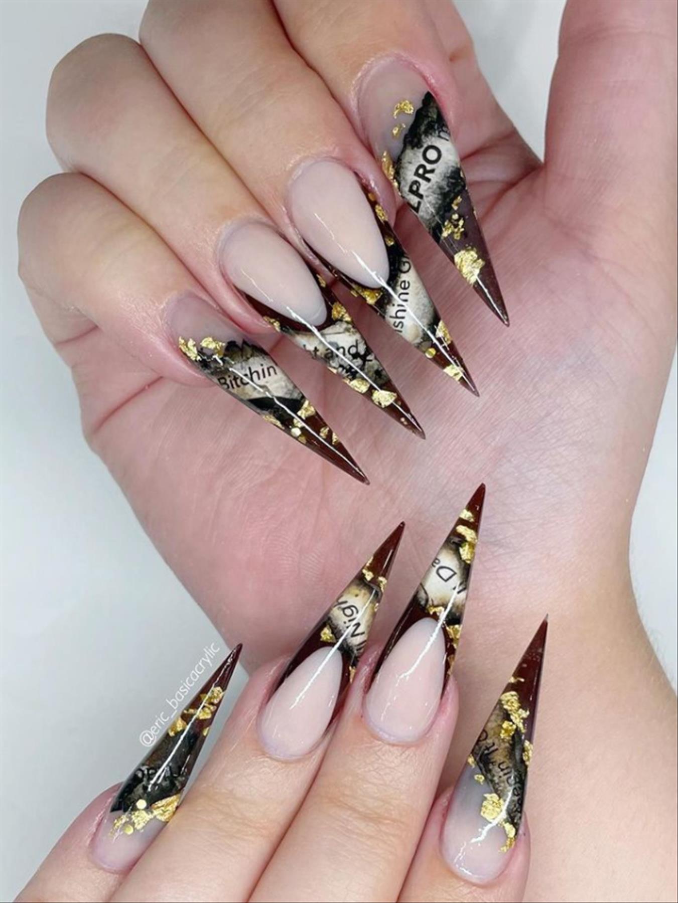 35 Cool Stiletto nails design for Winter nail 2021 trends