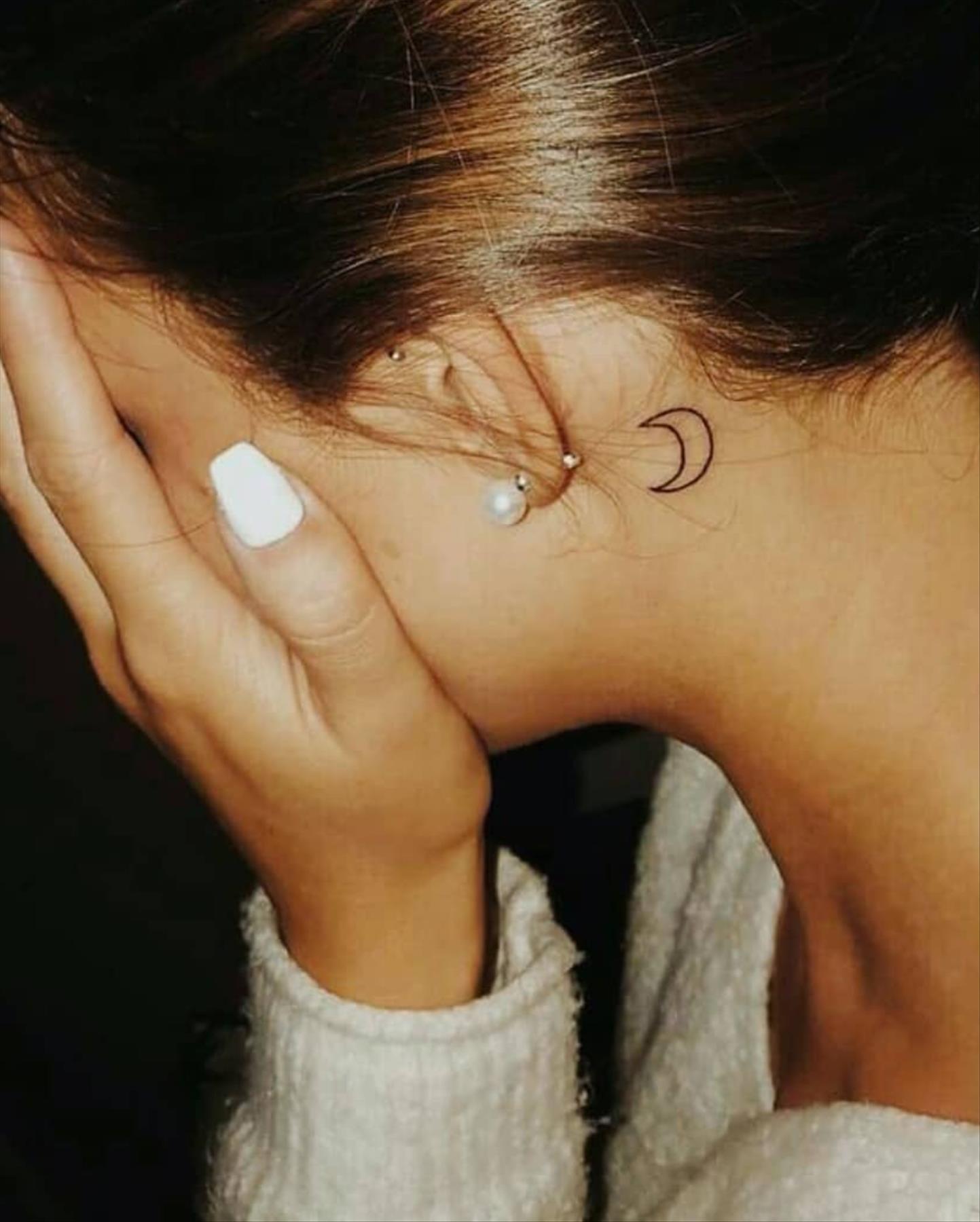 Cool behind the ear tattoos design for girls