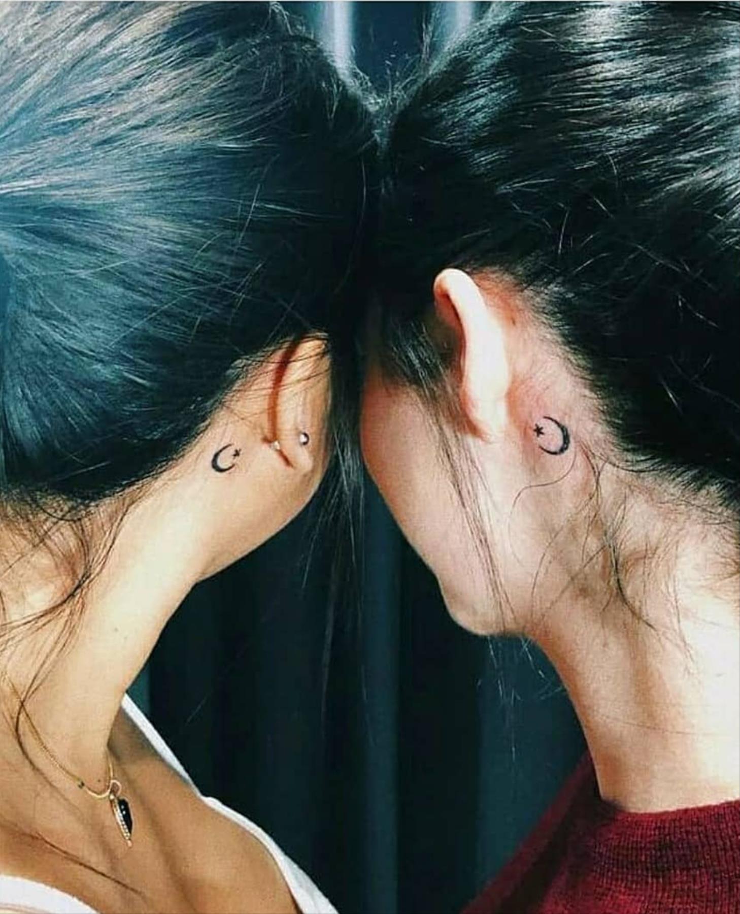 Cool behind the ear tattoos design for girls