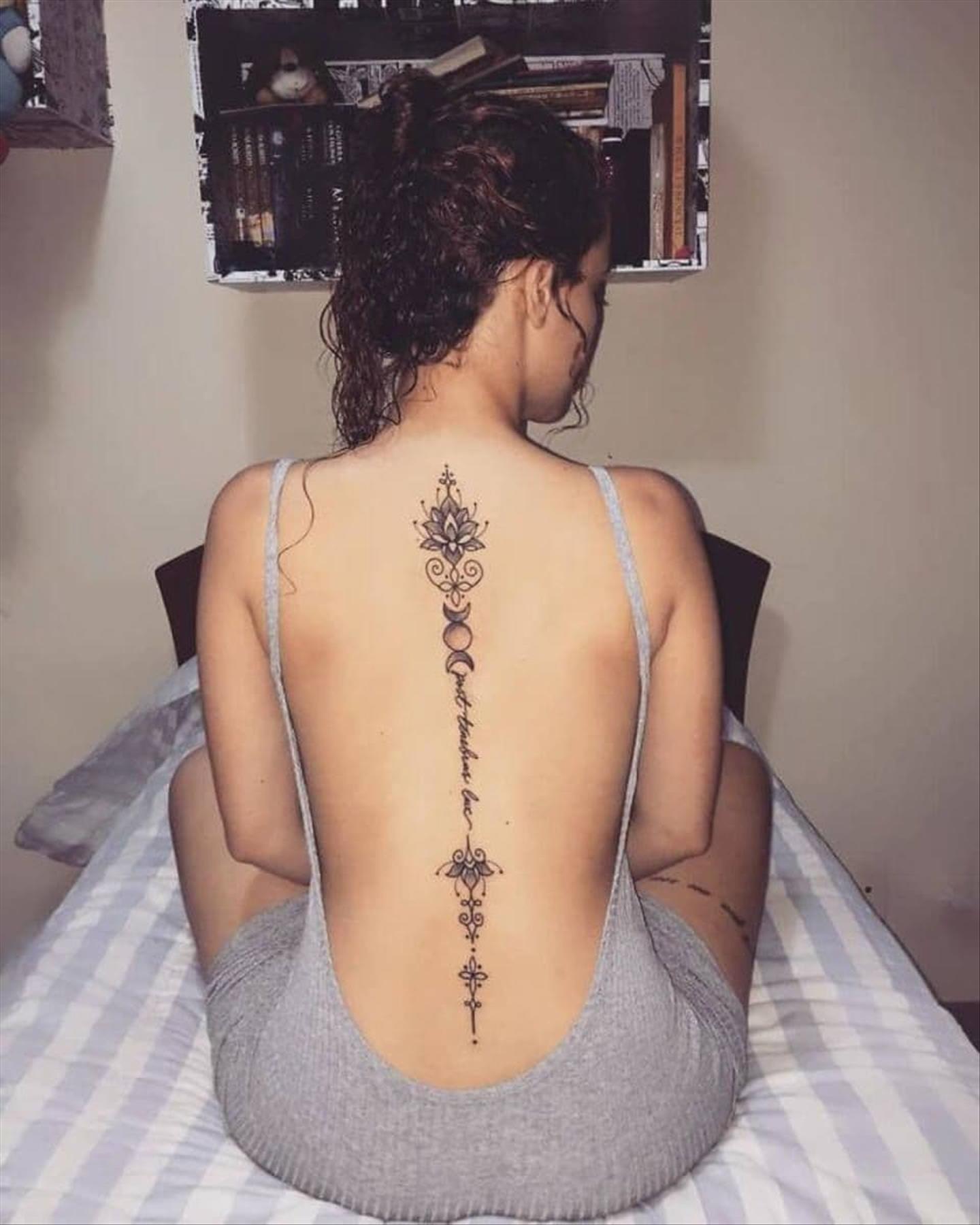 Chic spine tattoos and back tattoos for cool women