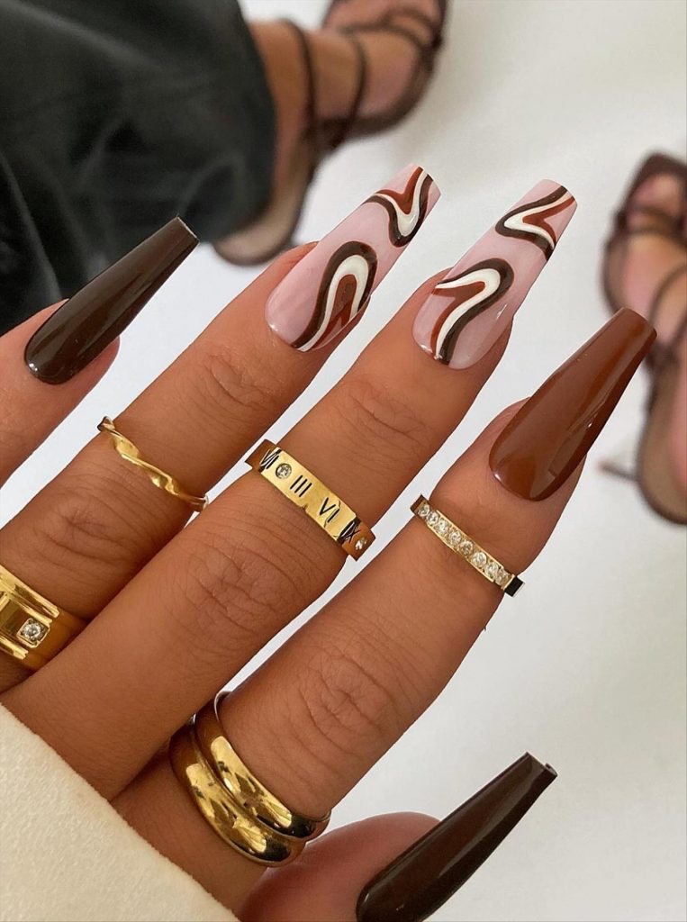Cool Fall Coffin Nails 2023 and Autumn nail colors to get inspired
