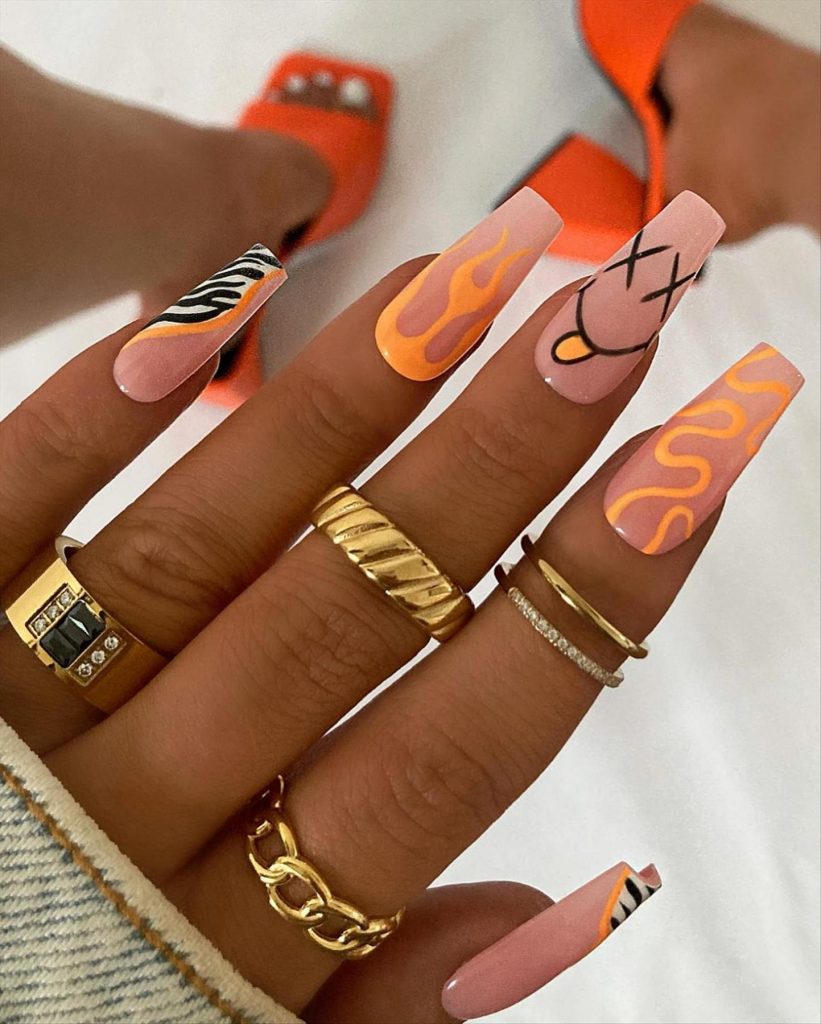 Cool Fall Coffin Nails 2023 and Autumn nail colors to get inspired