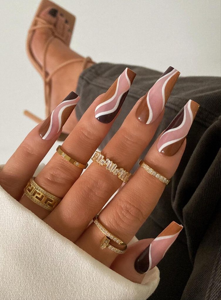 Cool Fall Coffin Nails 2023 and Autumn nail colors to get inspired