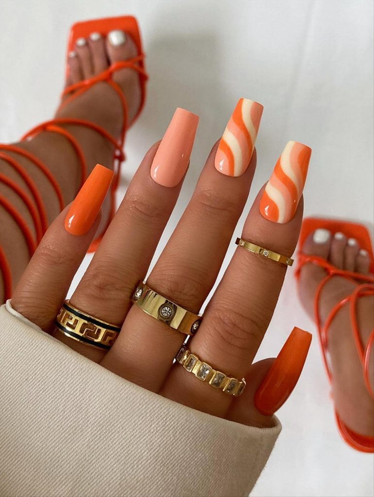 Cool Fall Coffin Nails 2023 and Autumn nail colors to get inspired