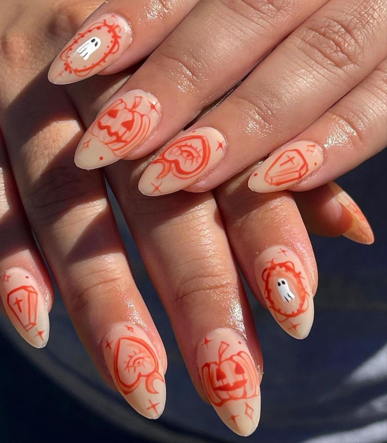 21 Perfect Halloween Nails acrylic design 2023 inspiration Fashionsum