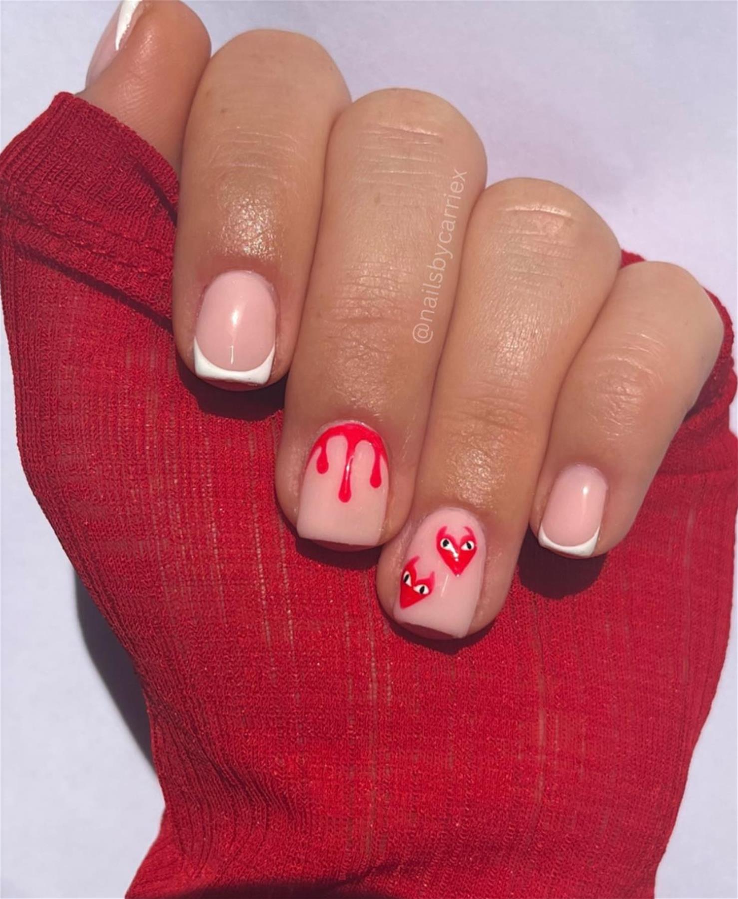 Alluring Short Red Winter Nail Ideas For 2023 To Wear