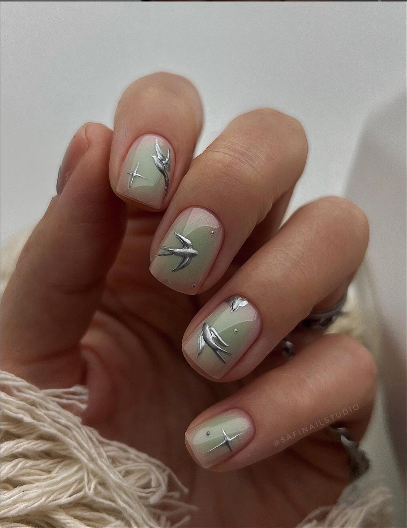 Chic natural short square nails art for Spring manicures in 2024