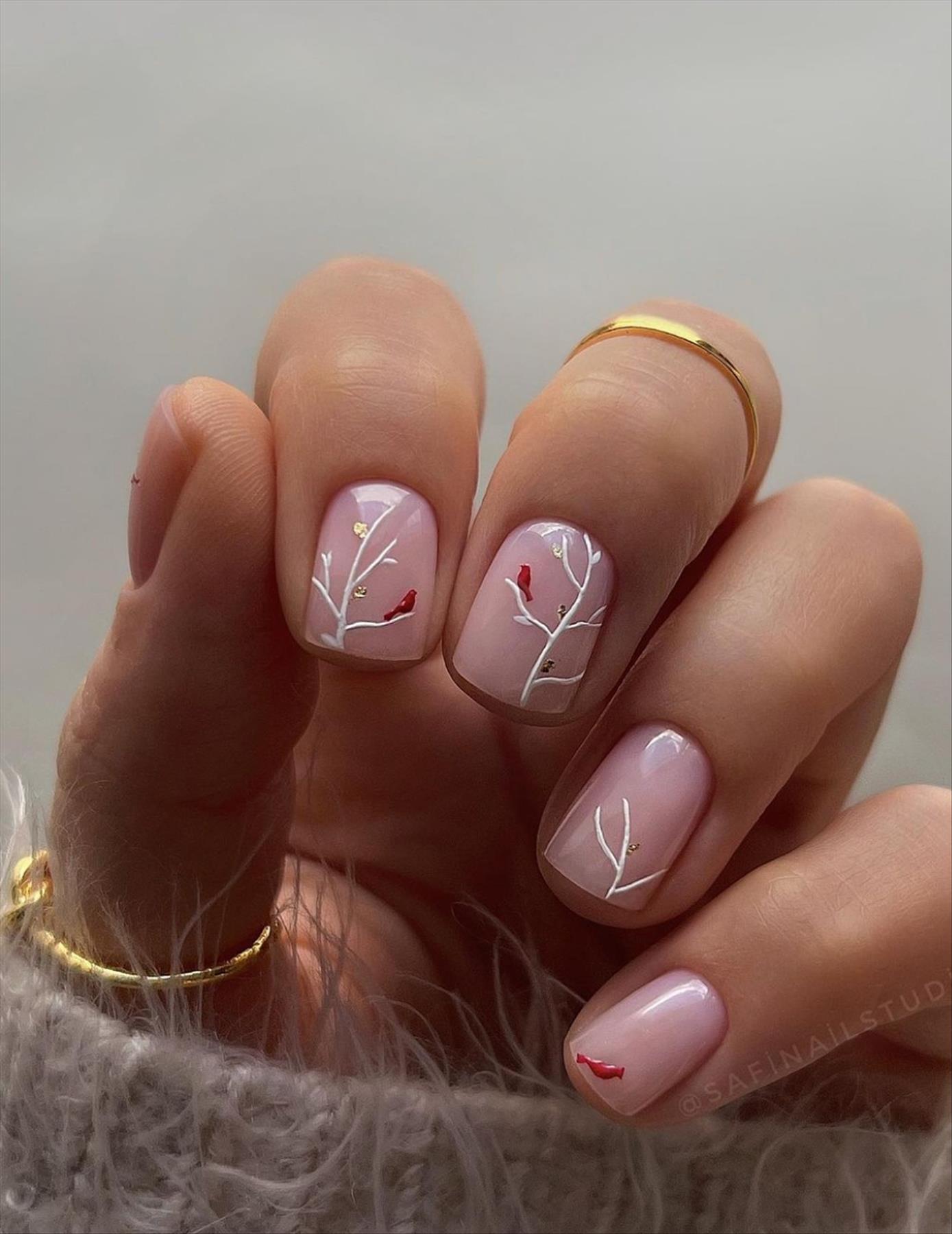 Chic natural short square nails art for Spring manicures in 2024