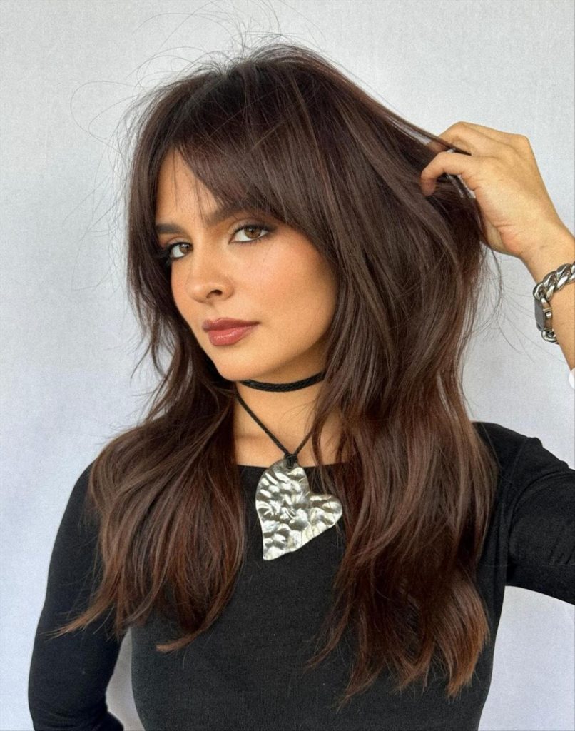 Trendy Medium-length haircuts with bangs and layers for thick hair 