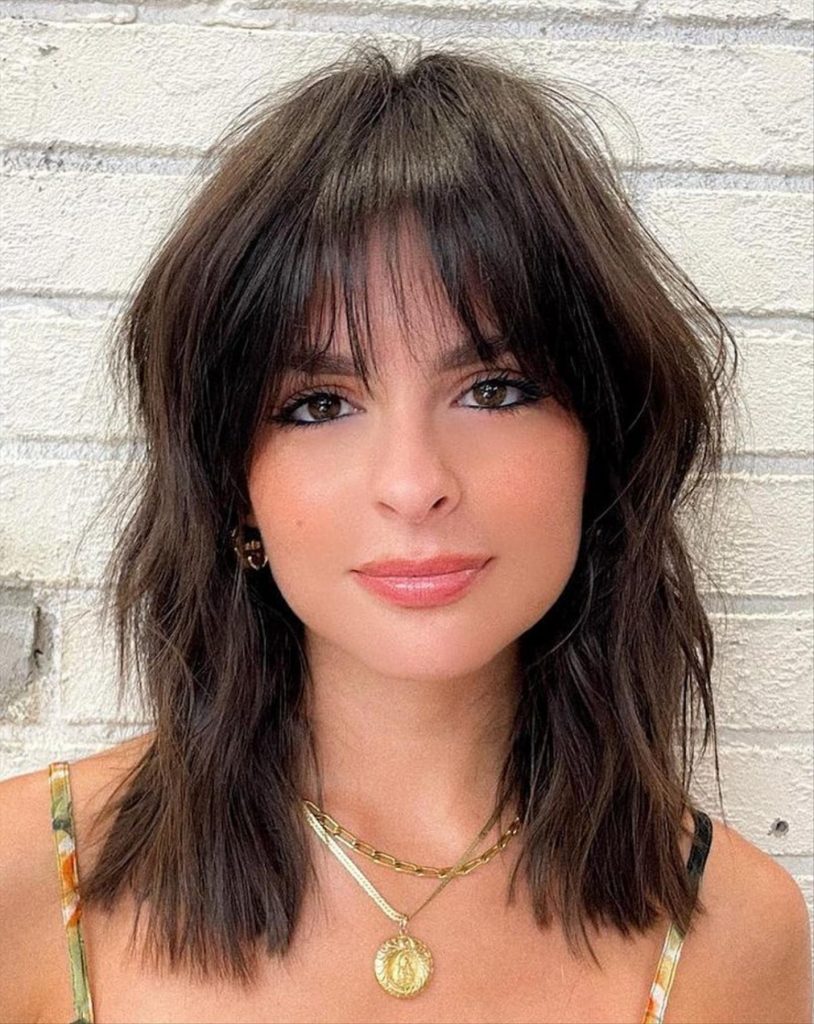 Trendy Medium-length haircuts with bangs and layers for thick hair 