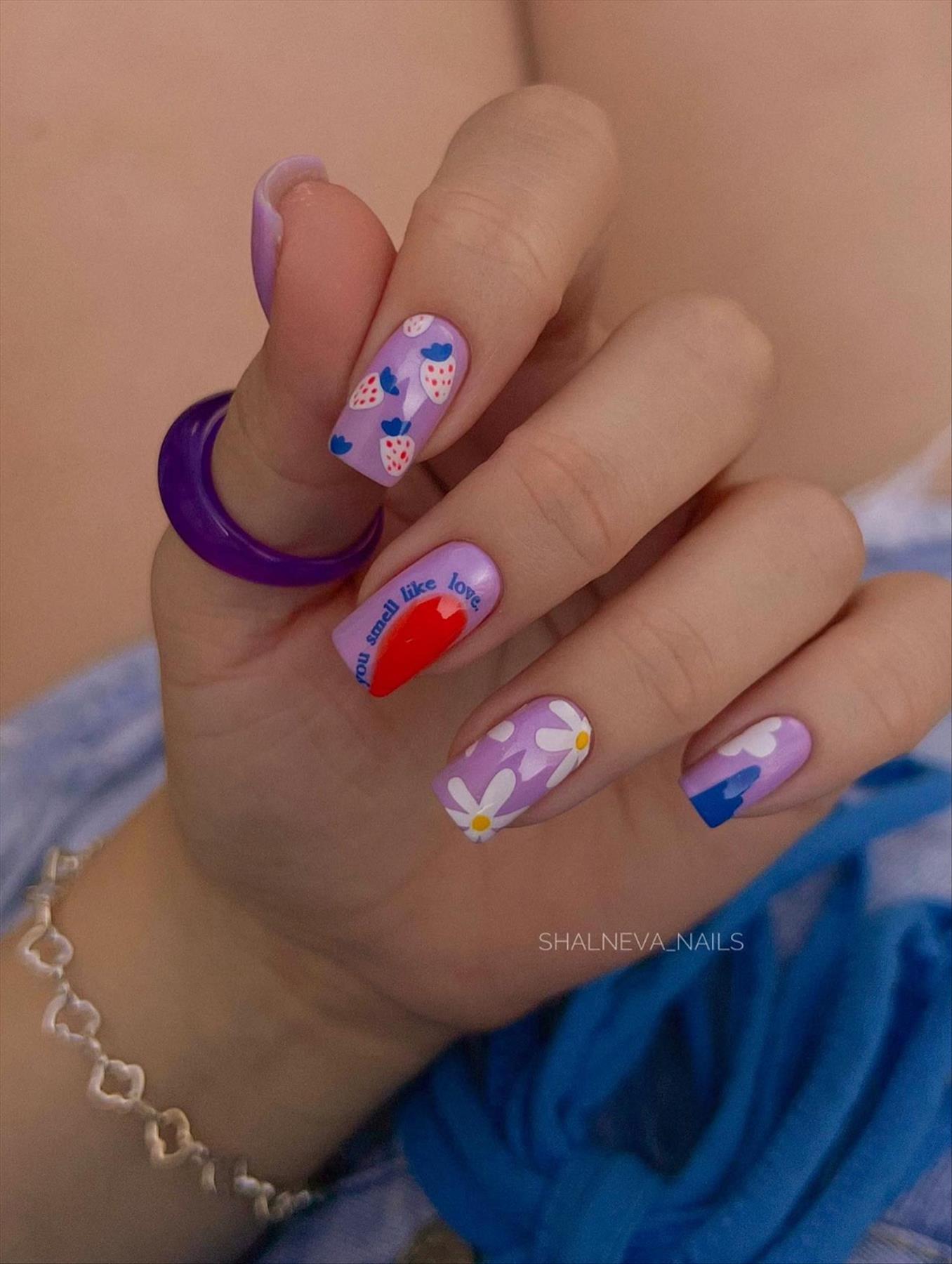 Colorful short square nail designs to add vibrance to Your Life